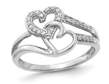 1/10 Carat (ctw) Diamond Double Heart Ring in 14K White Gold